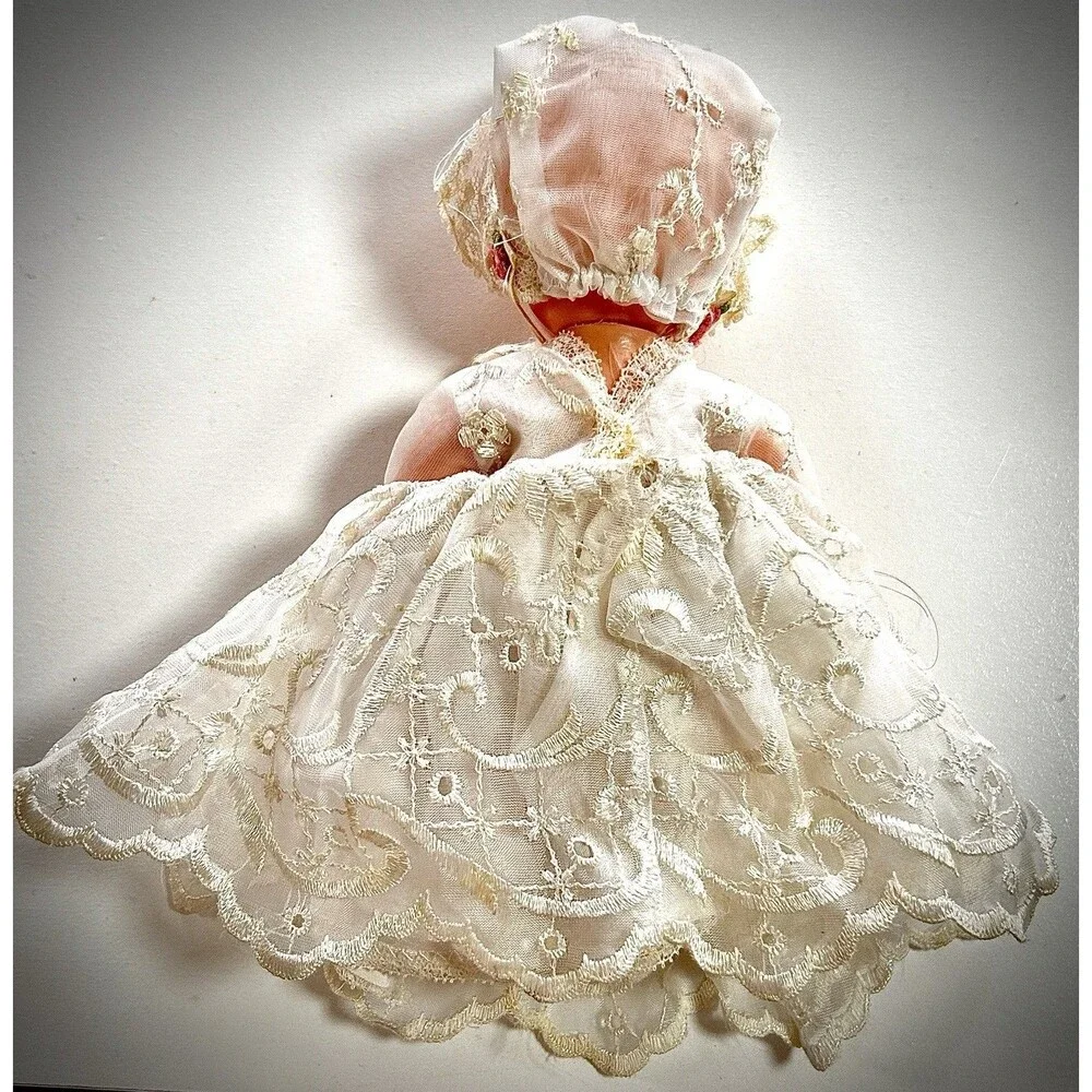Doll8” Hard Plastic Sleepy Eyes Original Christening Outfit MCM 1950’s Hong Kong